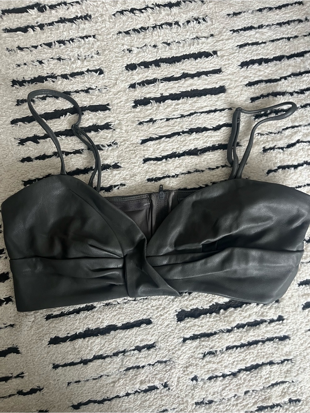 Dynamite Black Faux Leather Twist-Front Cami